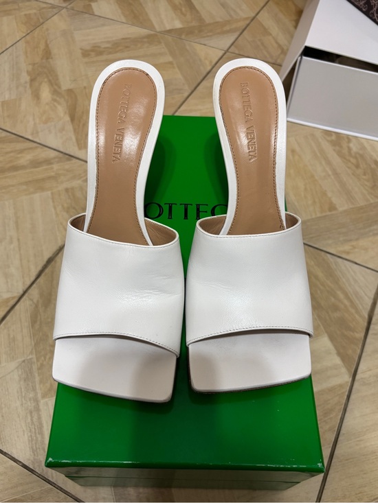 Bottega Veneta Shoes - Bottega Veneta stretch wedge mules in optic white Size 37